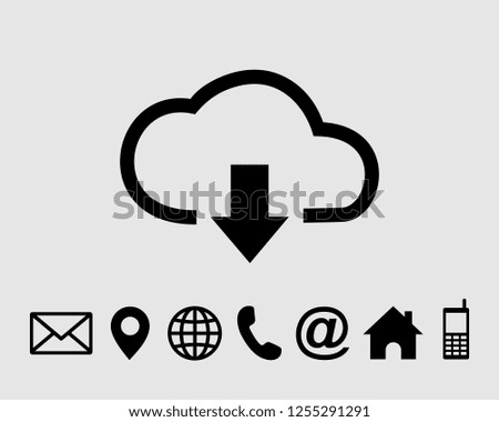 Download icon flat symbol vector, with contact us set icon vector