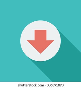 Download icon. Flat vector related icon with long shadow for web and mobile applications. It can be used as - logo, pictogram, icon, infographic element. Vector Illustration.