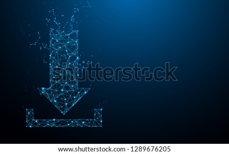 Download icon form lines, triangles and particle style design. Illustration vector