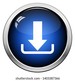 Download Icon. Glossy Button Design. Vector Illustration.
