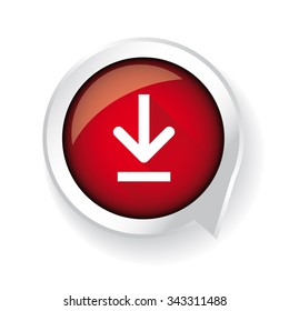 Download icon glossy button red