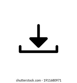 Download icon in glyph or solid black style. Vector