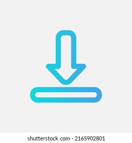 Icono de descarga en estilo de degradado sobre elementos esenciales, uso para presentación de aplicaciones móviles del sitio web