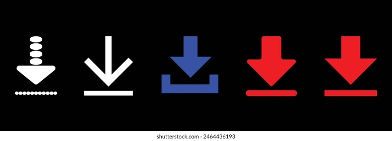 download icon, icons vector eps10 . red download icon set.