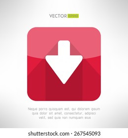 Download icon im modern flat design. Clean and simple down arrow sign. Vector illustration