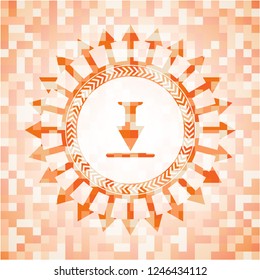 download icon inside abstract orange mosaic emblem