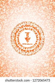 download icon inside abstract orange mosaic emblem