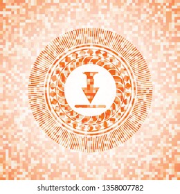 download icon inside abstract orange mosaic emblem