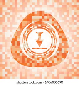 download icon inside abstract orange mosaic emblem with background