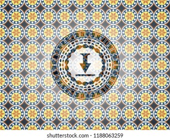 download icon inside arabesque emblem. arabic decoration.