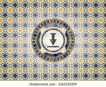 download icon inside arabesque emblem. arabic decoration.