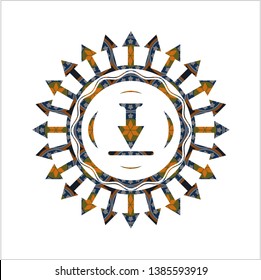 download icon inside arabesque emblem background. arabic decoration.