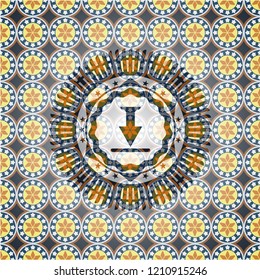 download icon inside arabesque style badge. arabic decoration.