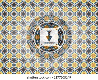 download icon inside arabic badge. Arabesque decoration.