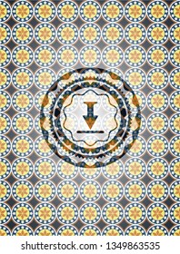 download icon inside arabic emblem. Arabesque decoration.