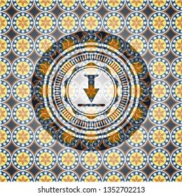 download icon inside arabic emblem. Arabesque decoration.