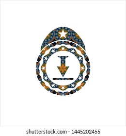 download icon inside arabic emblem. Arabesque decoration.