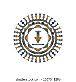 download icon inside arabic emblem background. Arabesque decoration.