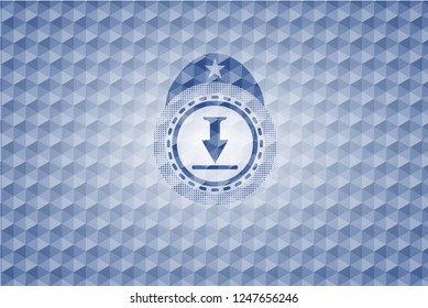 download icon inside blue hexagon badge.
