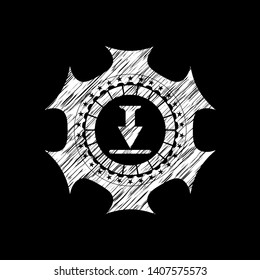 download icon inside chalkboard emblem on black board