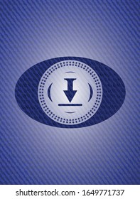 download icon inside emblem with jean background