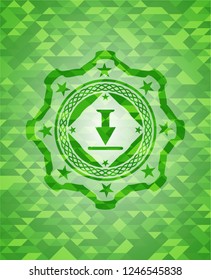 download icon inside green emblem with mosaic background