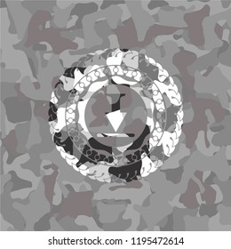 download icon inside grey camouflage emblem