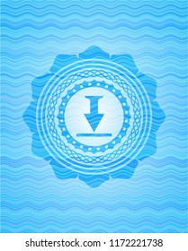 download icon inside light blue water emblem.