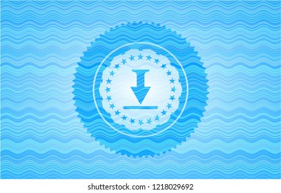 download icon inside light blue water wave emblem.