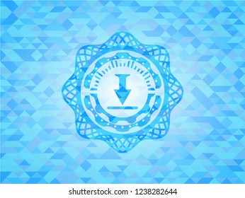 download icon inside light blue emblem with mosaic background