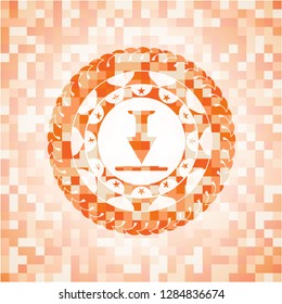 download icon inside orange mosaic emblem with background