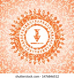 download icon inside orange mosaic emblem