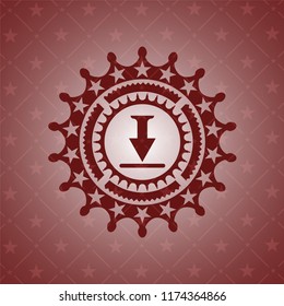 download icon inside red emblem. Vintage.
