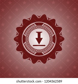 download icon inside red emblem. Vintage.