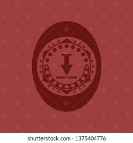 download icon inside red emblem. Retro