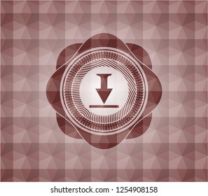 download icon inside red seamless badge with geometric pattern background.