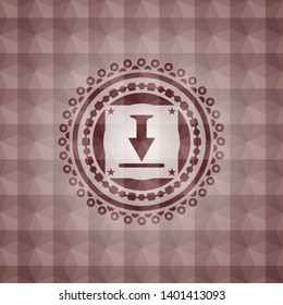 download icon inside red seamless polygonal badge.