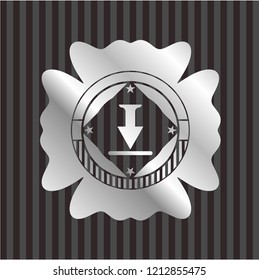 download icon inside silver badge or emblem