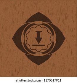 download icon inside vintage wooden emblem