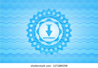 download icon inside water wave representation style badge.