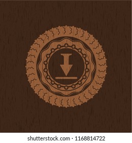 download icon inside wooden emblem. Retro