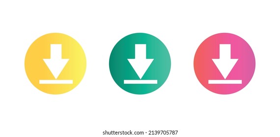 Download icon, Install icon isolated on white background in three different colors. vector eps10.