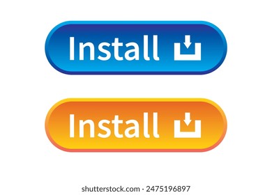 Download icon or install symbol vector illustration on white background. Install, download and upload buttons design for website. Download icon button. Downloading vector icon design. 