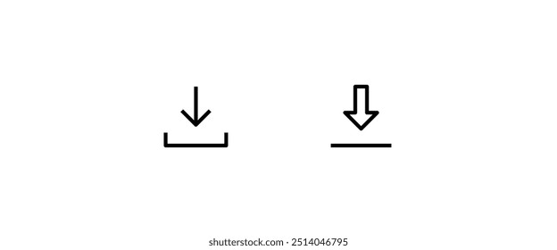 Ícone de download. instalar. Carregar. Linha de carga e conjunto de ícones planos, traçado editável isolado em branco, ilustração de contorno de vetor linear, estilo de design de logotipo de símbolo