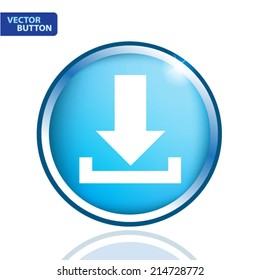 Download icon. Internet blue button 