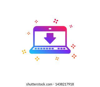 Download icon. Internet Downloading with Laptop sign. Load file symbol. Dynamic shapes. Gradient design internet downloading icon. Classic style. Vector