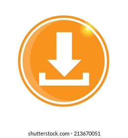 Download icon. Internet orange button 