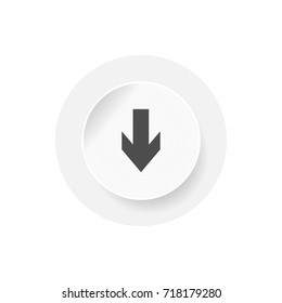 Download icon isolated on white background. EPS10 vector illustration for web, app, banner, sign, symbol, label. Player navigation button for audio setting concept. Arrow down image on white button.