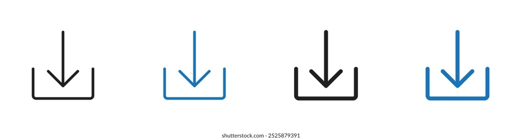 Icono de Descarga Conjunto de gráficos lineales Vector en negro