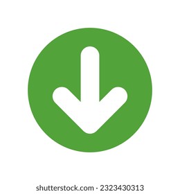 Das Symbol herunterladen. Schaltfläche laden. Symbol für das Laden von Internetdaten. Nach unten Pfeil in grünem Kreis als Download-Symbol. Vektorgrafik einzeln auf weißem Hintergrund